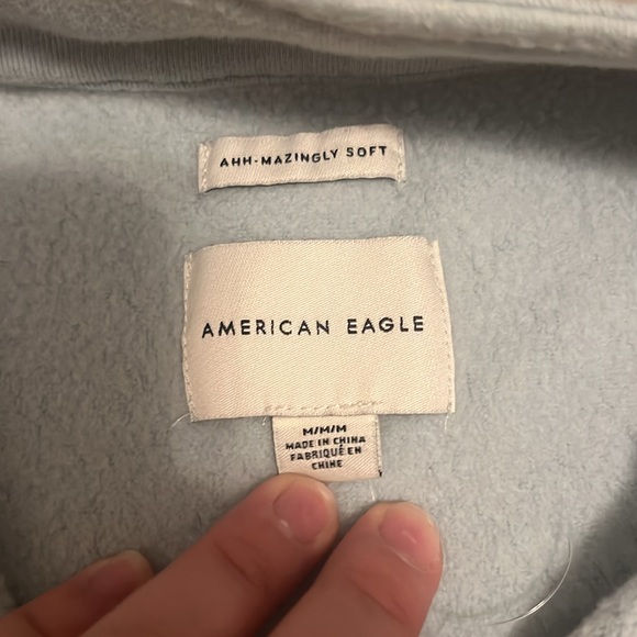 American Eagle blue‎ cropped cinched waist 1/4 Zip size medium - Picture 6 of 12